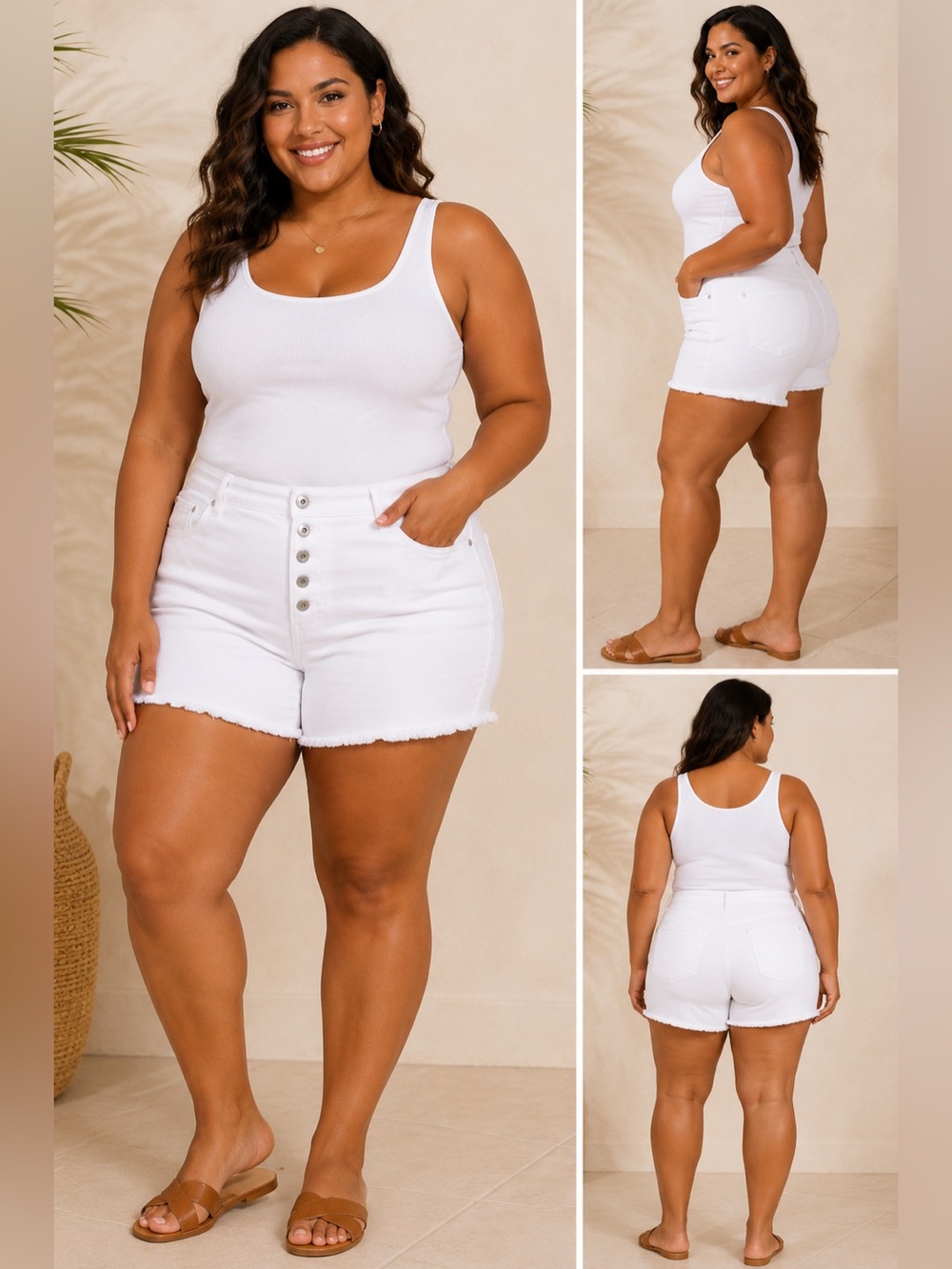 TORRID Feel The Fit High Waisted White Shorts Raw Hem Stretch Plus Size 28